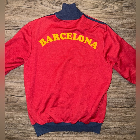 VTG Adidas I Love Barcelona Track Jacket Mens Med Red Full Zip China Olympics - Picture 3 of 5